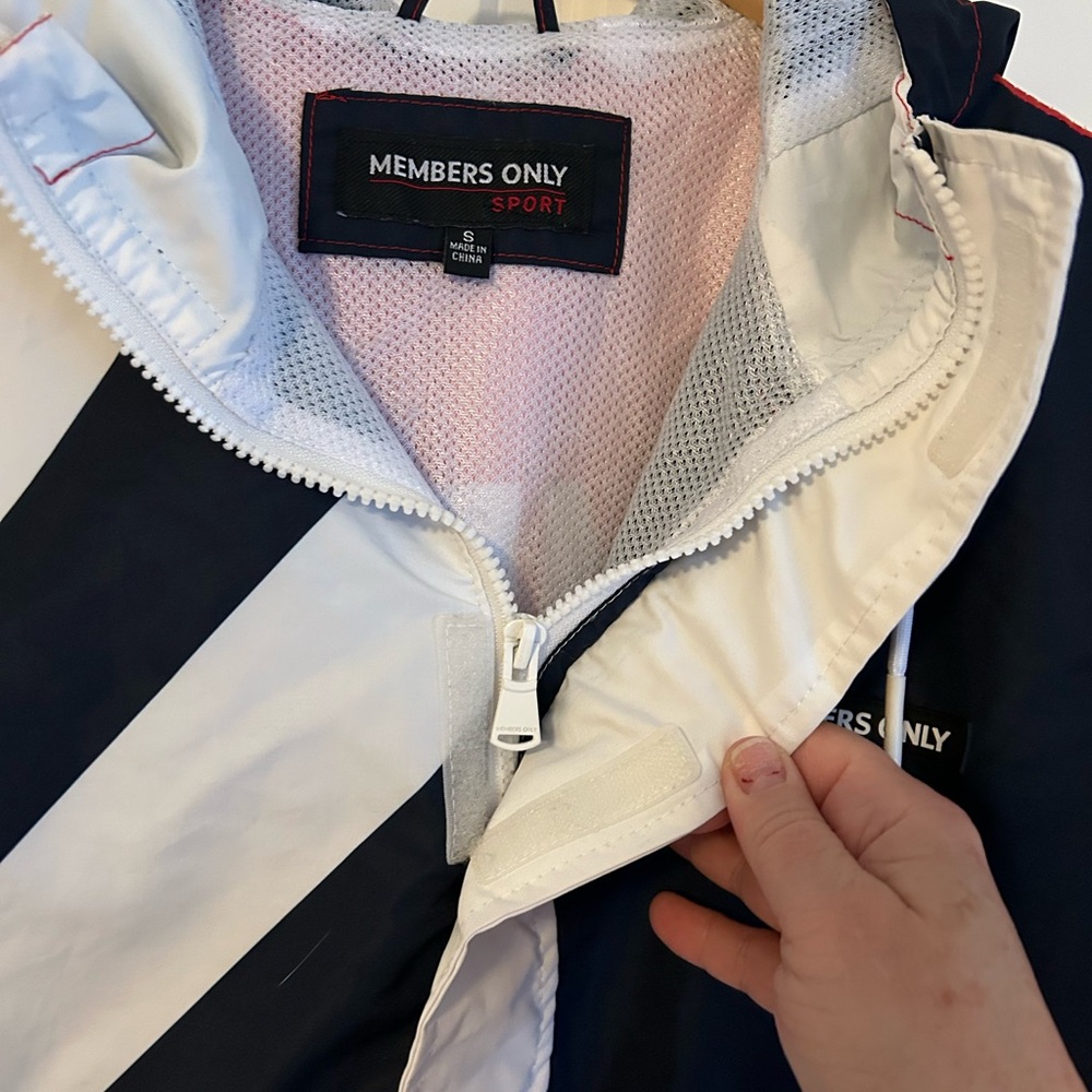 Members Only 1/2 zip windbreaker jacket Tiger Parrot Snake red white blue size S - Picture 4 of 10